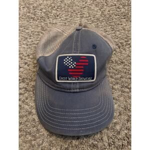 USED Walt Disney World Epcot World Showcase American Flag Trucker Mesh Back Hat